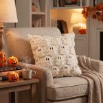 Sm:)e Embroidered Goost Plush Faux Fur Jacquard Halloween Throw Pillow Cover 18x18 Inch White, Set of 2 Silky Soft Cushion Case for Sofa Couch - Image 16