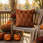 Sm:)e Embroidered Goost Plush Faux Fur Jacquard Halloween Throw Pillow Cover 18x18 Inch White, Set of 2 Silky Soft Cushion Case for Sofa Couch - Image 23