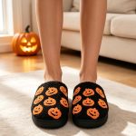 BERANMEY Halloween Slippers for Women Perfect Soft Plush Comfy Warm Slip-On Cute Womens Slippers Indoor Fluffy House Slippers for Women and Men Non-slip Fuzzy Flat Slides - Image 49