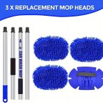 GreatCool 62 Car Wash Brush Kit Mitt Mop Sponge with Long Handle Chenille Microfiber Car Cleaning Brush Kit Supplies Car Washing Mop Kit Car Care of Scratch-Free Replacement Head for Car RV Truck - Image 7