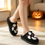 BERANMEY Halloween Slippers for Women Perfect Soft Plush Comfy Warm Slip-On Cute Womens Slippers Indoor Fluffy House Slippers for Women and Men Non-slip Fuzzy Flat Slides - Image 22