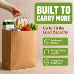 100 Pack Paper Kraft Paper Bags,Heavy Duty Large Grocery Brown Bag,14x10.5x6.5 Inch Bags for Storage,Take out,Shopping,Sacks - Image 12