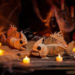 Joyfy Halloween Skeleton Fish Skeleton Halloween Decor,Plastic Skeleton with LED Eye for Halloween Decoration Outdoor Haunted House Party - Image 12