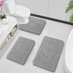 Buganda Bathroom Rugs 30x20, Quick Dry Machine Washable Chenille Bath Mats with Rubber Backing, Grey - Image 65
