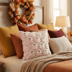 Sm:)e Embroidered Goost Plush Faux Fur Jacquard Halloween Throw Pillow Cover 18x18 Inch White, Set of 2 Silky Soft Cushion Case for Sofa Couch - Image 30