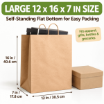 100 Pack Paper Kraft Paper Bags,Heavy Duty Large Grocery Brown Bag,14x10.5x6.5 Inch Bags for Storage,Take out,Shopping,Sacks - Image 11