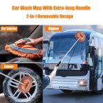 GreatCool 62 Car Wash Brush Kit Mitt Mop Sponge with Long Handle Chenille Microfiber Car Cleaning Brush Kit Supplies Car Washing Mop Kit Car Care of Scratch-Free Replacement Head for Car RV Truck - Image 20