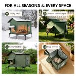YUWENUS Heated Outdoor Cat House with Heated Pad and Escape Door for Outdoor Weatherproof Cat Shelter Insulated Outdoor Cat House,Green,Small - Image 22