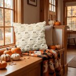 Sm:)e Embroidered Goost Plush Faux Fur Jacquard Halloween Throw Pillow Cover 18x18 Inch White, Set of 2 Silky Soft Cushion Case for Sofa Couch - Image 13