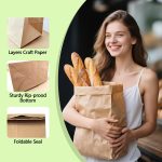 100 Pack Paper Kraft Paper Bags,Heavy Duty Large Grocery Brown Bag,14x10.5x6.5 Inch Bags for Storage,Take out,Shopping,Sacks - Image 17