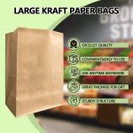 100 Pack Paper Kraft Paper Bags,Heavy Duty Large Grocery Brown Bag,14x10.5x6.5 Inch Bags for Storage,Take out,Shopping,Sacks - Image 18