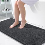 Buganda Bathroom Rugs 30x20, Quick Dry Machine Washable Chenille Bath Mats with Rubber Backing, Grey - Image 25