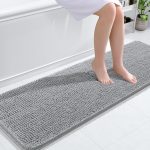 Buganda Bathroom Rugs 30x20, Quick Dry Machine Washable Chenille Bath Mats with Rubber Backing, Grey - Image 64