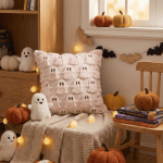 Sm:)e Embroidered Goost Plush Faux Fur Jacquard Halloween Throw Pillow Cover 18x18 Inch White, Set of 2 Silky Soft Cushion Case for Sofa Couch - Image 26