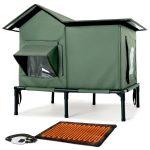 YUWENUS Heated Outdoor Cat House with Heated Pad and Escape Door for Outdoor Weatherproof Cat Shelter Insulated Outdoor Cat House,Green,Small - Image 23