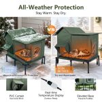YUWENUS Heated Outdoor Cat House with Heated Pad and Escape Door for Outdoor Weatherproof Cat Shelter Insulated Outdoor Cat House,Green,Small - Image 16