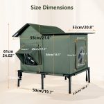 YUWENUS Heated Outdoor Cat House with Heated Pad and Escape Door for Outdoor Weatherproof Cat Shelter Insulated Outdoor Cat House,Green,Small - Image 17