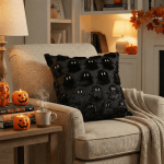 Sm:)e Embroidered Goost Plush Faux Fur Jacquard Halloween Throw Pillow Cover 18x18 Inch White, Set of 2 Silky Soft Cushion Case for Sofa Couch - Image 38