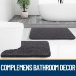 Buganda Bathroom Rugs 30x20, Quick Dry Machine Washable Chenille Bath Mats with Rubber Backing, Grey - Image 32