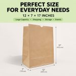 100 Pack Paper Kraft Paper Bags,Heavy Duty Large Grocery Brown Bag,14x10.5x6.5 Inch Bags for Storage,Take out,Shopping,Sacks - Image 15