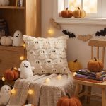 Sm:)e Embroidered Goost Plush Faux Fur Jacquard Halloween Throw Pillow Cover 18x18 Inch White, Set of 2 Silky Soft Cushion Case for Sofa Couch - Image 17
