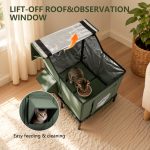 YUWENUS Heated Outdoor Cat House with Heated Pad and Escape Door for Outdoor Weatherproof Cat Shelter Insulated Outdoor Cat House,Green,Small - Image 21