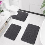 Buganda Bathroom Rugs 30x20, Quick Dry Machine Washable Chenille Bath Mats with Rubber Backing, Grey - Image 26