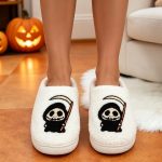 BERANMEY Halloween Slippers for Women Perfect Soft Plush Comfy Warm Slip-On Cute Womens Slippers Indoor Fluffy House Slippers for Women and Men Non-slip Fuzzy Flat Slides - Image 42