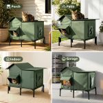 YUWENUS Heated Outdoor Cat House with Heated Pad and Escape Door for Outdoor Weatherproof Cat Shelter Insulated Outdoor Cat House,Green,Small - Image 26