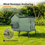 YUWENUS Heated Outdoor Cat House with Heated Pad and Escape Door for Outdoor Weatherproof Cat Shelter Insulated Outdoor Cat House,Green,Small - Image 25